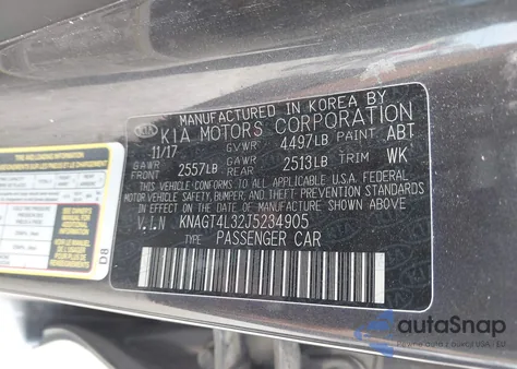 2018 Kia Optima Lx z USA, uszkodzony, nr VIN KNAGT4L32J5234905